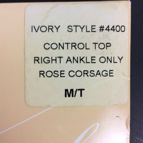 Michaelangelo Ivory Control Top Hosiery With Rose Corsage Appliqué Medium Tall - Picture 3 of 5